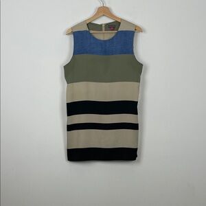 Vince Camuto Satin Striped Colorblock Sleeveless Women's M Knee Length Dress